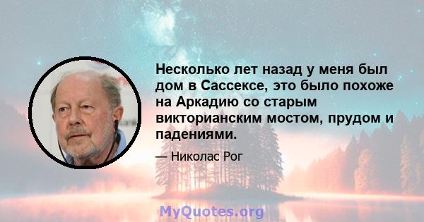 Несколько лет назад у меня был дом в Сассексе, это было похоже на Аркадию со старым викторианским мостом, прудом и падениями.