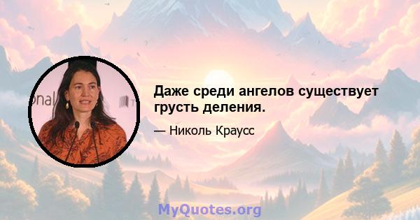 Даже среди ангелов существует грусть деления.