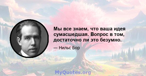 Мы все знаем, что ваша идея сумасшедшая. Вопрос в том, достаточно ли это безумно.