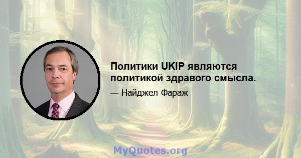 Политики UKIP являются политикой здравого смысла.