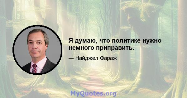 Я думаю, что политике нужно немного приправить.