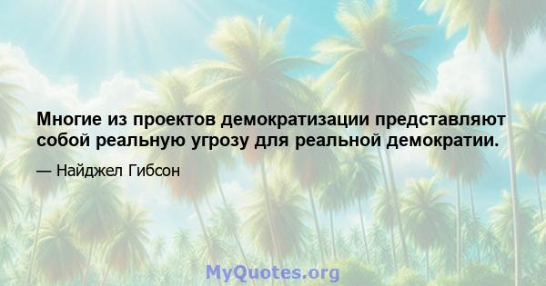 Многие из проектов демократизации представляют собой реальную угрозу для реальной демократии.