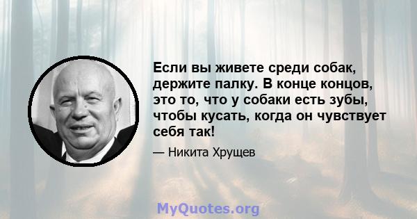 Если вы живете среди собак, держите палку. В конце концов, это то, что у собаки есть зубы, чтобы кусать, когда он чувствует себя так!