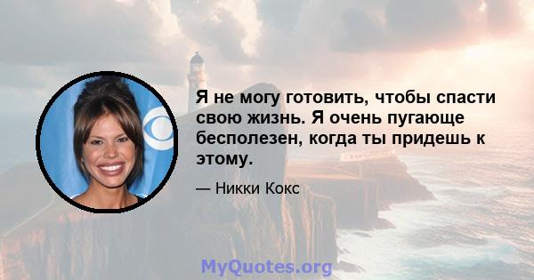 Я не могу готовить, чтобы спасти свою жизнь. Я очень пугающе бесполезен, когда ты придешь к этому.