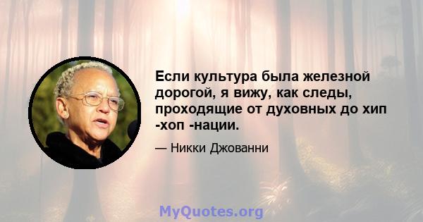 Если культура была железной дорогой, я вижу, как следы, проходящие от духовных до хип -хоп -нации.