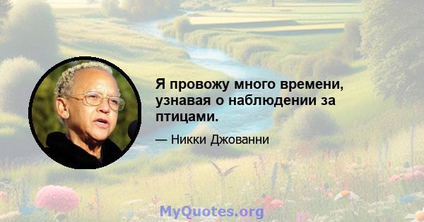 Я провожу много времени, узнавая о наблюдении за птицами.