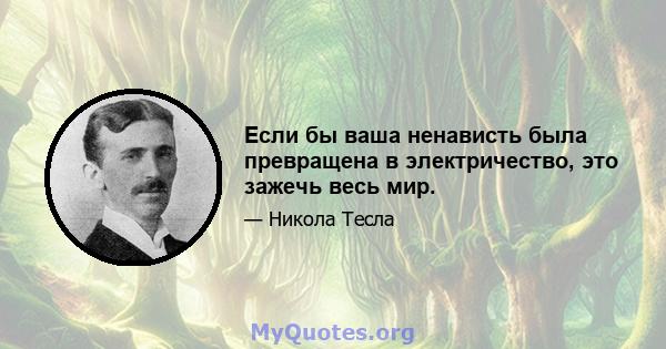 Если бы ваша ненависть была превращена в электричество, это зажечь весь мир.