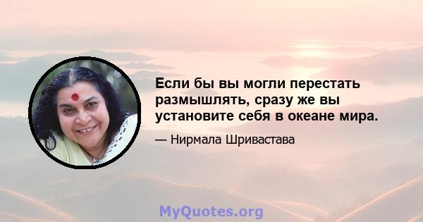 Если бы вы могли перестать размышлять, сразу же вы установите себя в океане мира.