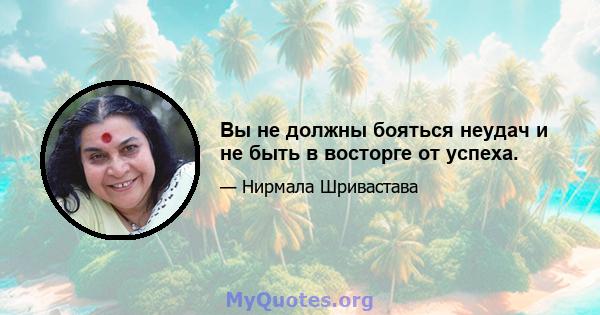 Вы не должны бояться неудач и не быть в восторге от успеха.