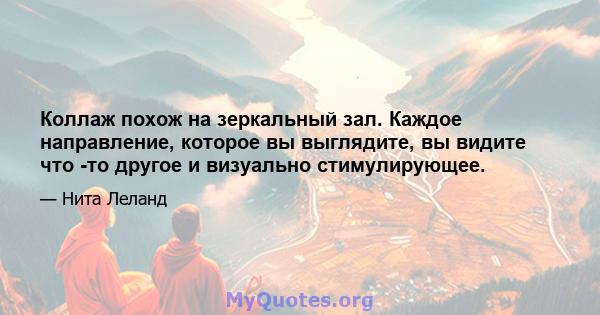 Коллаж похож на зеркальный зал. Каждое направление, которое вы выглядите, вы видите что -то другое и визуально стимулирующее.