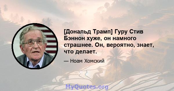 [Дональд Трамп] Гуру Стив Бэннон хуже, он намного страшнее. Он, вероятно, знает, что делает.