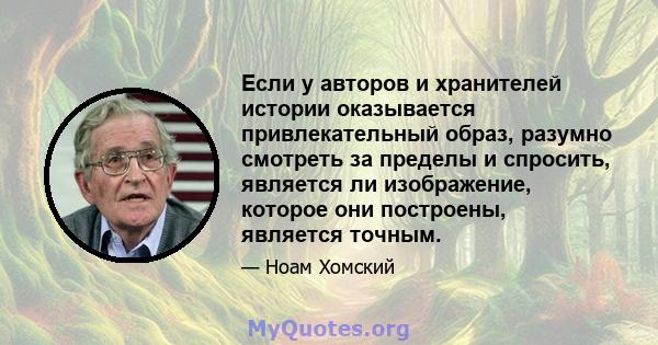 Если у авторов и хранителей истории оказывается привлекательный образ, разумно смотреть за пределы и спросить, является ли изображение, которое они построены, является точным.