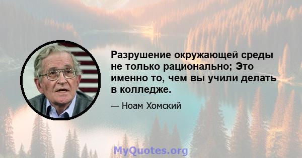 Разрушение окружающей среды не только рационально; Это именно то, чем вы учили делать в колледже.