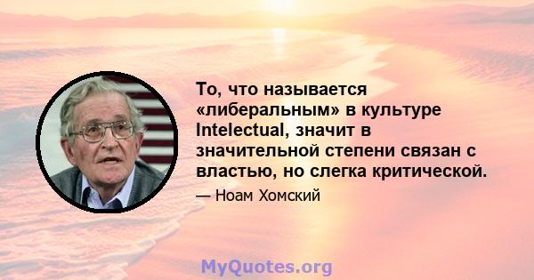 То, что называется «либеральным» в культуре Intelectual, значит в значительной степени связан с властью, но слегка критической.