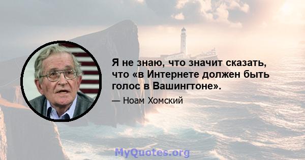 Я не знаю, что значит сказать, что «в Интернете должен быть голос в Вашингтоне».