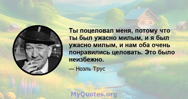 Ты поцеловал меня, потому что ты был ужасно милым, и я был ужасно милым, и нам оба очень понравились целовать. Это было неизбежно.