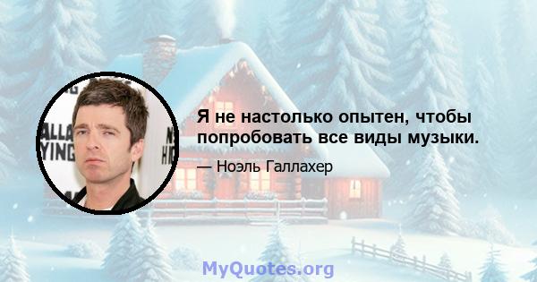 Я не настолько опытен, чтобы попробовать все виды музыки.