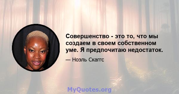 Совершенство - это то, что мы создаем в своем собственном уме. Я предпочитаю недостаток.