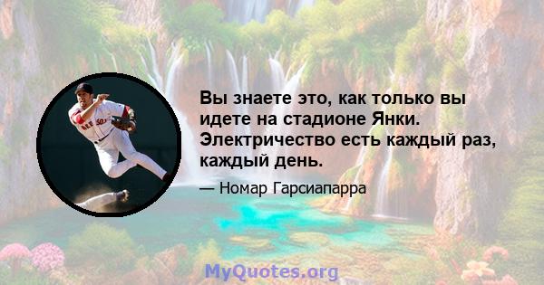 Вы знаете это, как только вы идете на стадионе Янки. Электричество есть каждый раз, каждый день.