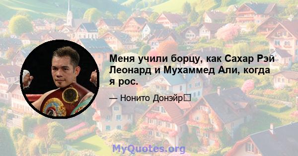 Меня учили борцу, как Сахар Рэй Леонард и Мухаммед Али, когда я рос.