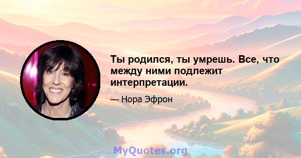 Ты родился, ты умрешь. Все, что между ними подлежит интерпретации.