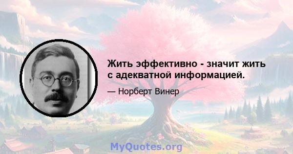 Жить эффективно - значит жить с адекватной информацией.