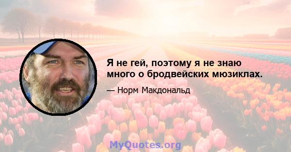 Я не гей, поэтому я не знаю много о бродвейских мюзиклах.