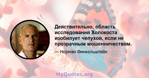 Действительно, область исследований Холокоста изобилует чепухой, если не прозрачным мошенничеством.