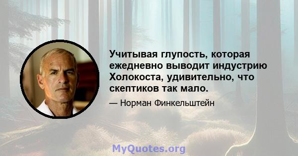 Учитывая глупость, которая ежедневно выводит индустрию Холокоста, удивительно, что скептиков так мало.