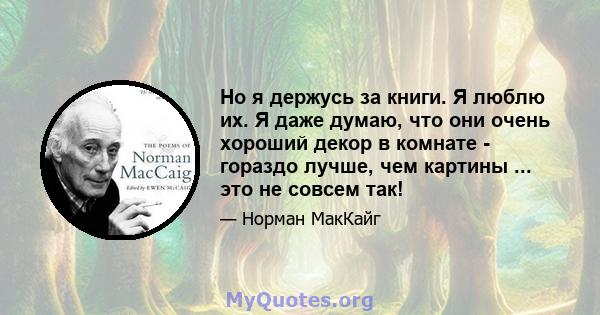 Но я держусь за книги. Я люблю их. Я даже думаю, что они очень хороший декор в комнате - гораздо лучше, чем картины ... это не совсем так!