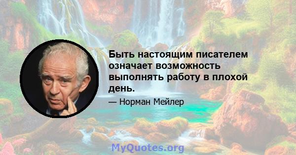 Быть настоящим писателем означает возможность выполнять работу в плохой день.