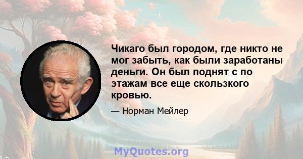 Чикаго был городом, где никто не мог забыть, как были заработаны деньги. Он был поднят с по этажам все еще скользкого кровью.