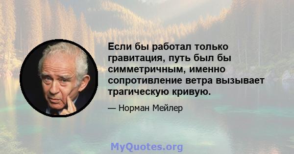 Если бы работал только гравитация, путь был бы симметричным, именно сопротивление ветра вызывает трагическую кривую.