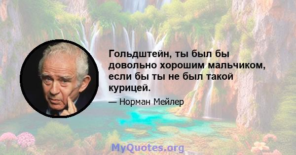 Гольдштейн, ты был бы довольно хорошим мальчиком, если бы ты не был такой курицей.