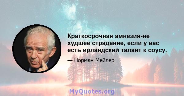 Краткосрочная амнезия-не худшее страдание, если у вас есть ирландский талант к соусу.