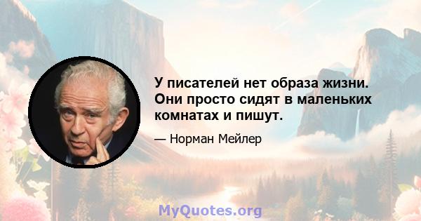 У писателей нет образа жизни. Они просто сидят в маленьких комнатах и ​​пишут.