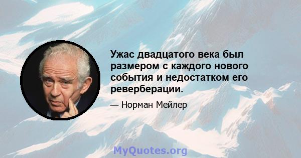 Ужас двадцатого века был размером с каждого нового события и недостатком его реверберации.