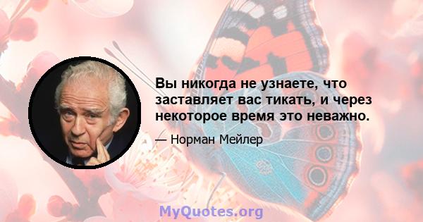 Вы никогда не узнаете, что заставляет вас тикать, и через некоторое время это неважно.