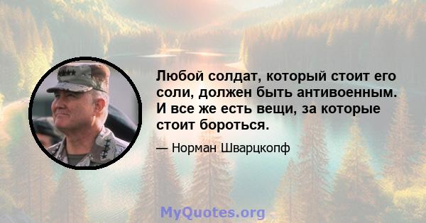 Любой солдат, который стоит его соли, должен быть антивоенным. И все же есть вещи, за которые стоит бороться.