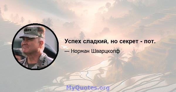 Успех сладкий, но секрет - пот.