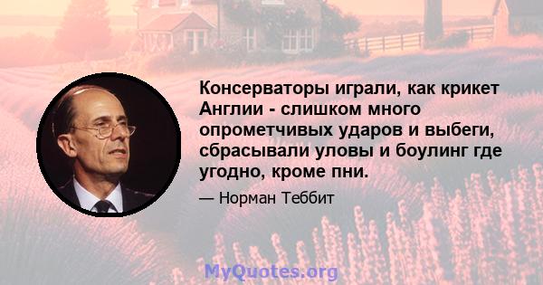 Консерваторы играли, как крикет Англии - слишком много опрометчивых ударов и выбеги, сбрасывали уловы и боулинг где угодно, кроме пни.