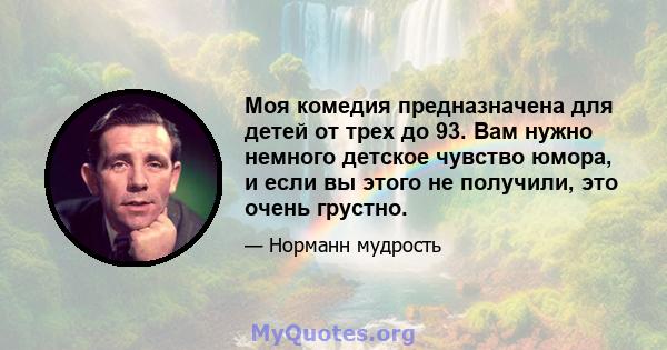 Моя комедия предназначена для детей от трех до 93. Вам нужно немного детское чувство юмора, и если вы этого не получили, это очень грустно.