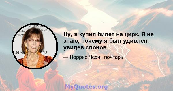 Ну, я купил билет на цирк. Я не знаю, почему я был удивлен, увидев слонов.