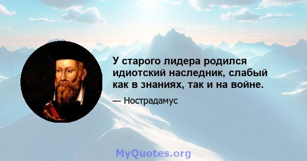 У старого лидера родился идиотский наследник, слабый как в знаниях, так и на войне.