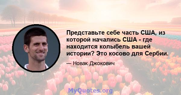 Представьте себе часть США, из которой начались США - где находится колыбель вашей истории? Это косово для Сербии.