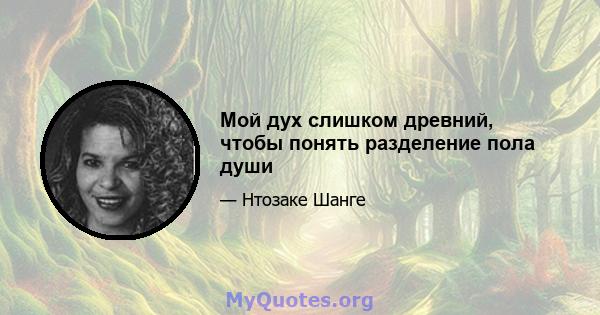 Мой дух слишком древний, чтобы понять разделение пола души