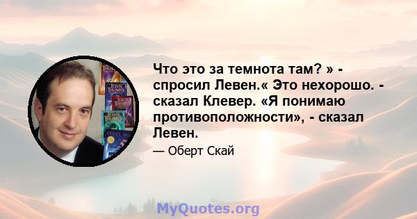 Что это за темнота там? » - спросил Левен.« Это нехорошо. - сказал Клевер. «Я понимаю противоположности», - сказал Левен.