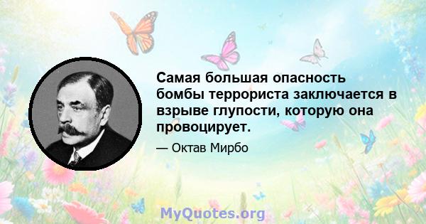 Самая большая опасность бомбы террориста заключается в взрыве глупости, которую она провоцирует.