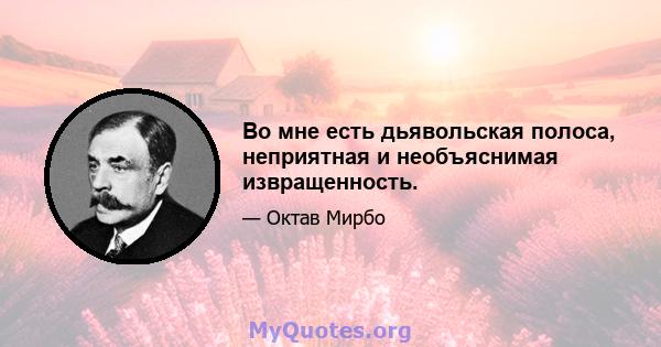 Во мне есть дьявольская полоса, неприятная и необъяснимая извращенность.