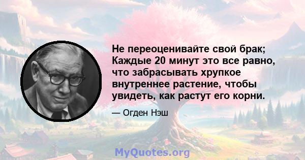 Не переоценивайте свой брак; Каждые 20 минут это все равно, что забрасывать хрупкое внутреннее растение, чтобы увидеть, как растут его корни.